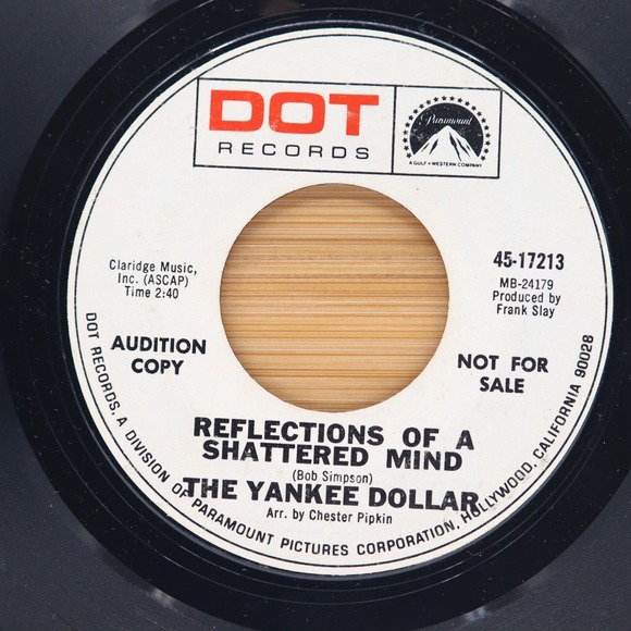 THE YANKEE DOLLAR - REFLECTIONS OF A SHATTERED MIND / MUCKY - ROCK POP 45 PROMO